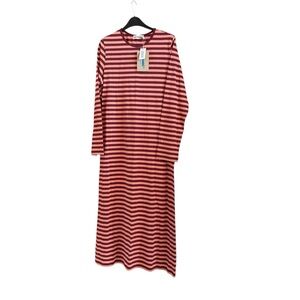 Marimekko Coral and Burgundy Light Jersey Dress Size XS NWT